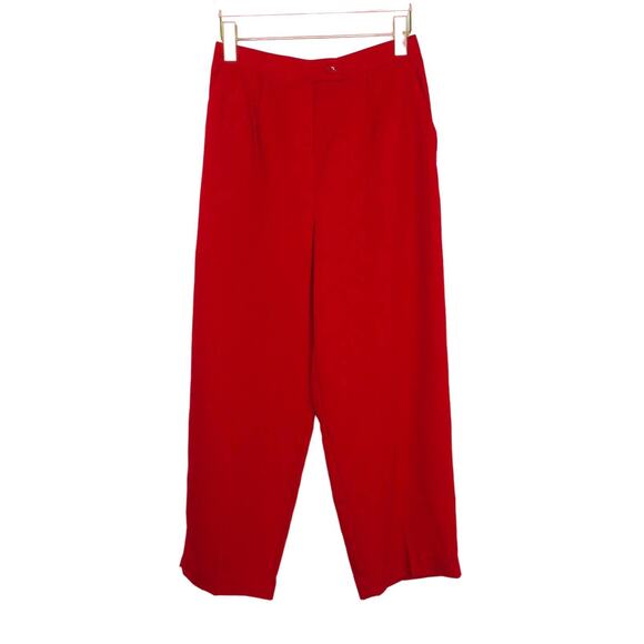 1990s Sag Harbor Vintage Trousers Red Straight Leg High Rise Pants 27" Twee - Picture 2 of 6